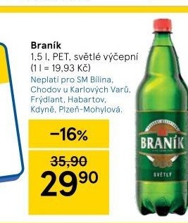 Pivo světlé výčepní 10° Braník