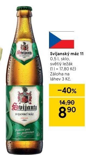 Pivo světlý ležák 11° Svijanský Máz Svijany