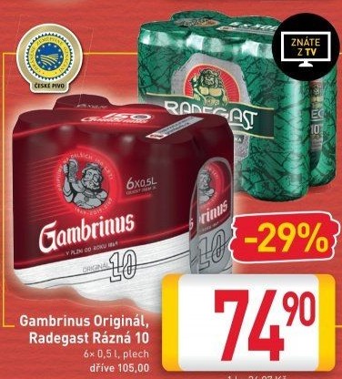 Pivo světlé výčepní Originál 10° Gambrinus
