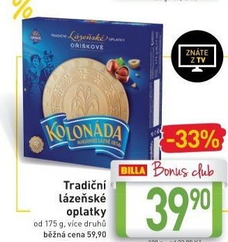 Lázeňské oplatky Kolonáda Opavia