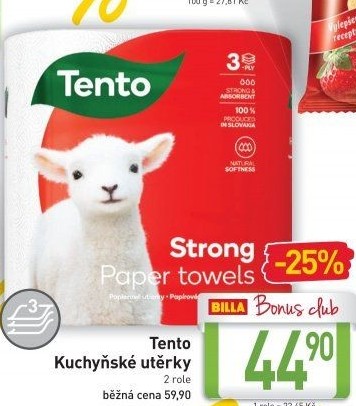 Utěrky kuchyňské 3vrstvé Strong Tento