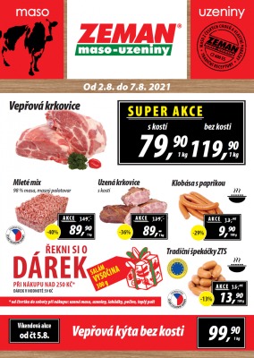 akční leták ZEMAN maso - uzeniny 2.8.2021-7.8.2021