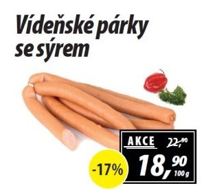 Párky vídeňské se sýrem