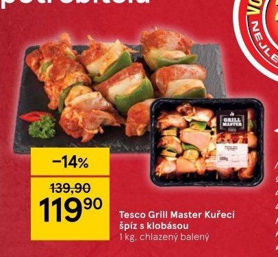 Kuřecí špíz s klobásou Grill Master Tesco