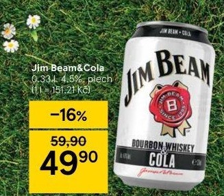 Míchaný nápoj Jim Beam a Cola