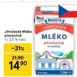 Mléko trvanlivé Jihočeské Madeta - 3,5% plnotučné