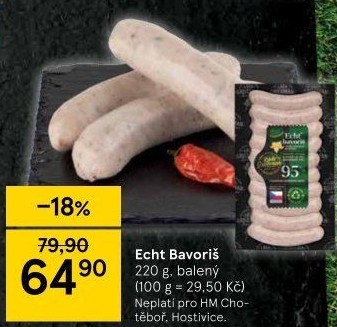 Párek na gril Echt Bavoriš Láďa Grileman Kostelecké uzeniny