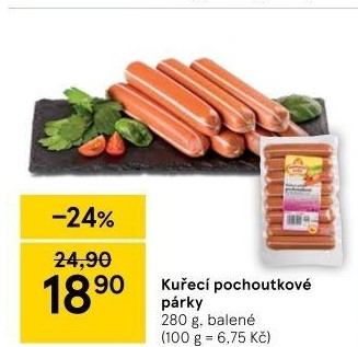 Párky kuřecí pochoutkové Vodňanské kuře
