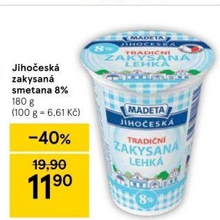 Smetana zakysaná lehká Jihočeská Madeta 8%