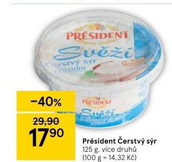 Svěží čerstvý sýr Président