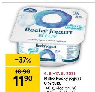 Bílý jogurt řecký 0% Milko