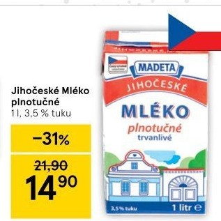 Mléko trvanlivé Jihočeské Madeta - 3,5% plnotučné