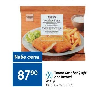 Obalovaný sýr mražený Tesco