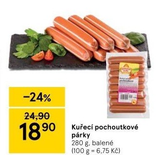 Párky kuřecí pochoutkové Vodňanské kuře