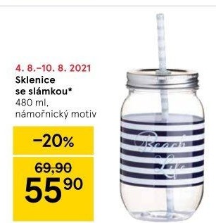 Sklenice s víčkem a otvorem na brčko