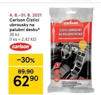Ubrousky vlhčené na palubní desku Carlson