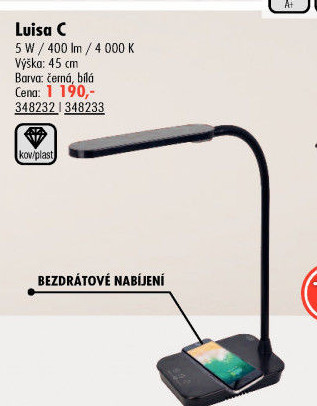 LED stolní lampa Luisa C s bezdrátovou nabíječkou Top Light