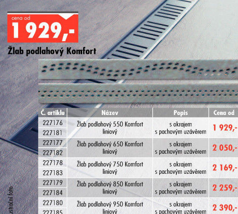 Podlahový odtokový žlab