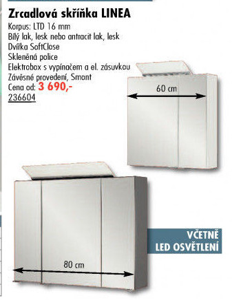 Zrcadlová skříňka Linea A - Interiéry