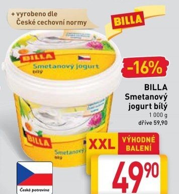 Bílý jogurt smetanový Billa