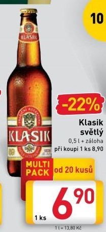 Pivo světlé výčepní 10° Klasik