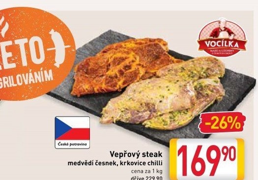 Vepřový steak marinovaný Vocílka