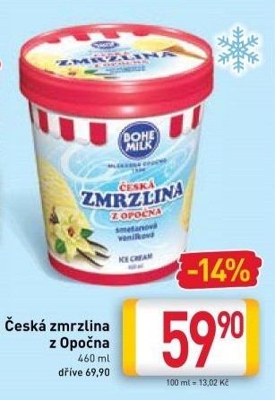Zmrzlina v kelímku Milky Day z Opočna Bohemilk