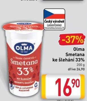 Smetana ke šlehání Olma 33%