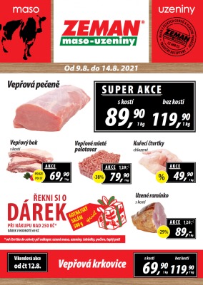 akční leták ZEMAN maso - uzeniny 9.8.2021-14.8.2021