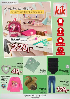 akční leták Kik textil 9.8.2021-29.8.2021