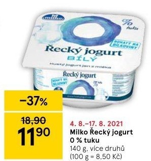 Bílý jogurt řecký 0% Milko