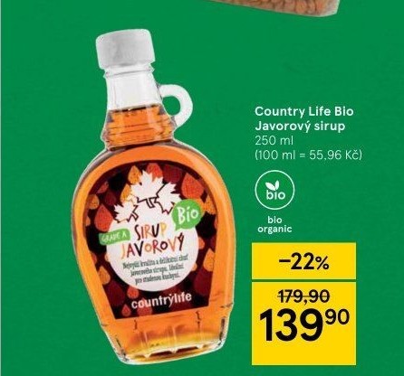 Javorový sirup bio Country Life