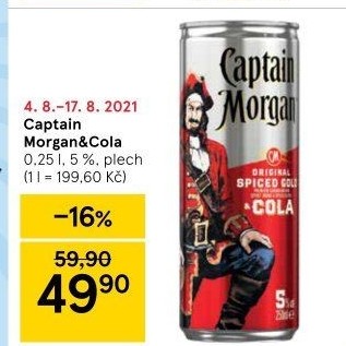 Míchaný nápojCola +Captain Morgan