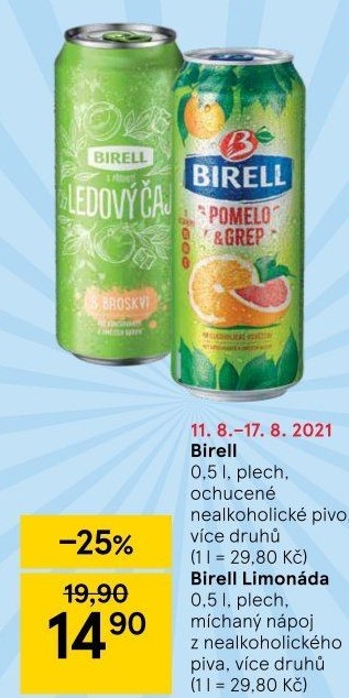 Nealkoholické pivo ochucené Birell