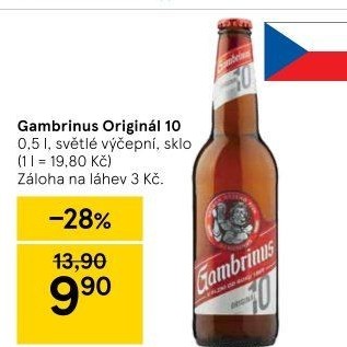Pivo světlé výčepní Originál 10° Gambrinus
