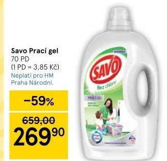 Prací gel bez chloru Savo