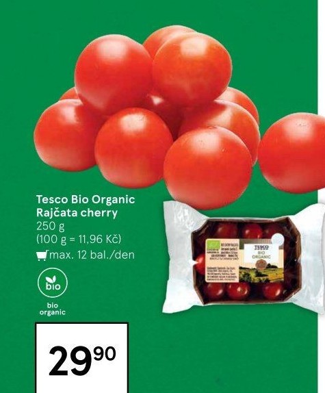 Rajčata cherry bio Tesco Organic