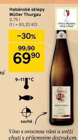 Víno Müller Thurgau Habánské sklepy