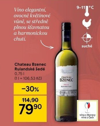 Víno Rulandské šedé Chateau Bzenec