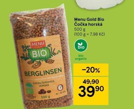 Čočka horská bio Menu Gold