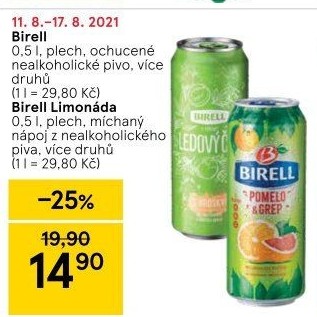 Nealkoholické pivo ochucené Birell