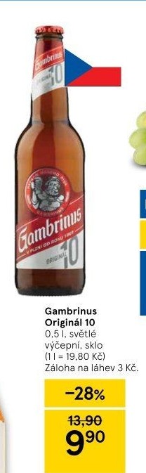 Pivo světlé výčepní Originál 10° Gambrinus