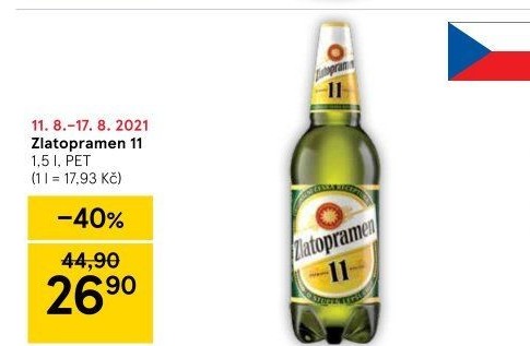 Pivo světlý ležák 11° Zlatopramen