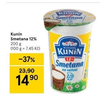 Smetana na vaření Kunín 12%