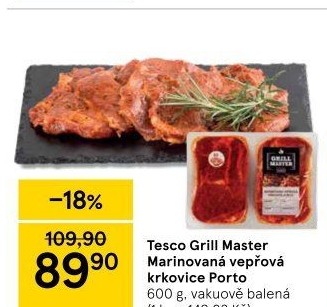 Vepřová krkovice marinovaná bez kosti Porto Grill Master Tesco