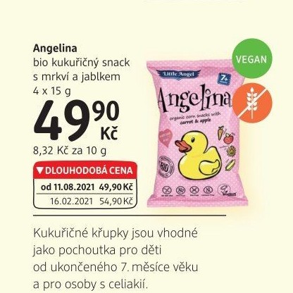 Snack bez lepku pro děti bio Angelina Little Angel