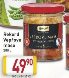 Maso vepřové ve vlastní šťávě Rekord