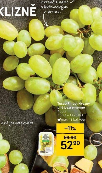 Hrozny bílé bezsemenné Tesco Finest