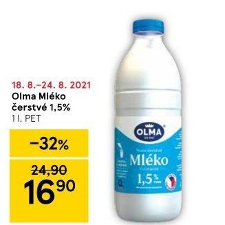 Mléko čerstvé Olma - 1,5% polotučné