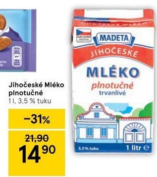 Mléko trvanlivé Jihočeské Madeta - 3,5% plnotučné